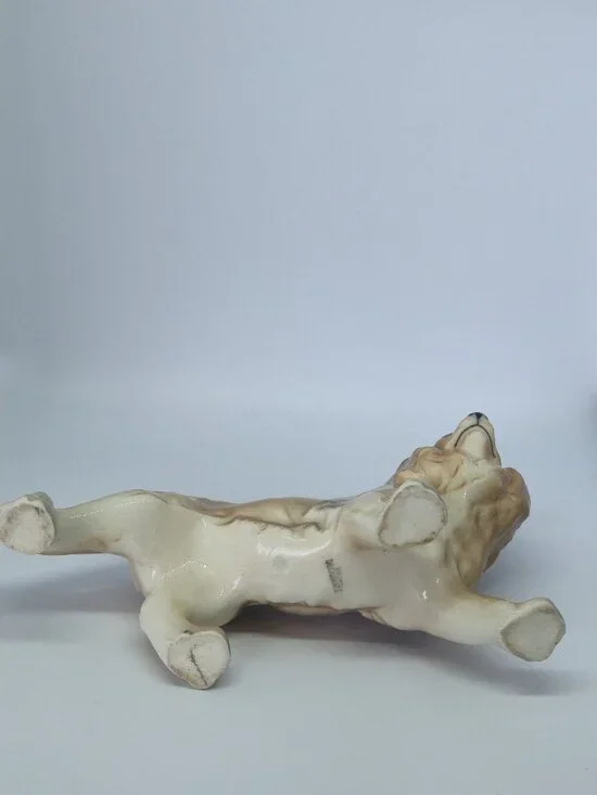 Hand Decorated Vintage Ceramic Lion Figurine Brown Glaze MCM Japan Statue Decor - Picture 7 of 12